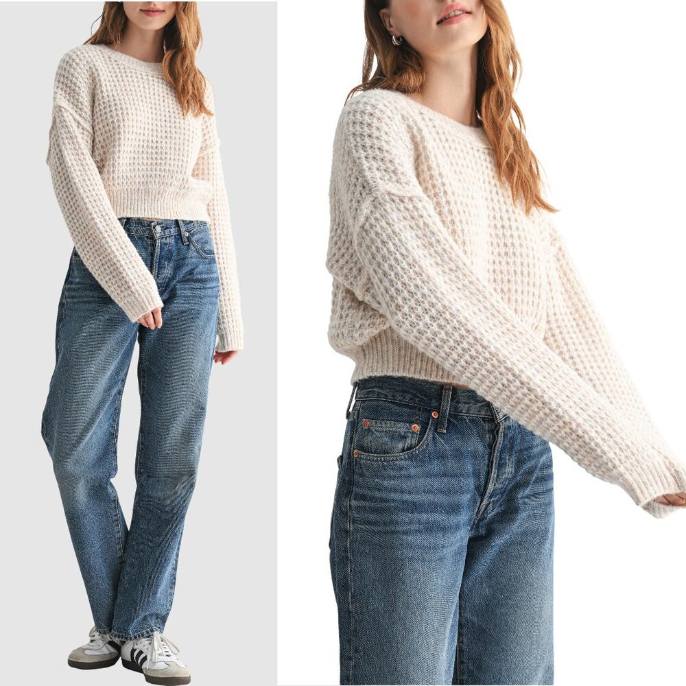 Cashmere Cropped Waffle Knit Sweater from Cashmere 360 Sz M - Picture 16 of 16